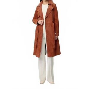 NEW SOIA&KYO alexis-n slim-fit suede trench coat in copper